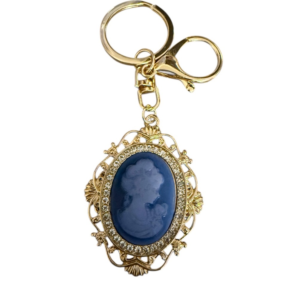 Blue Cameo Keychain